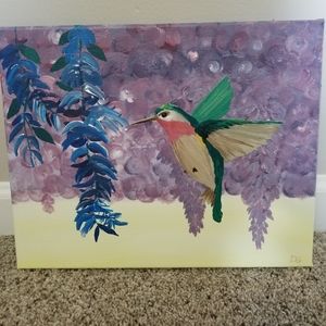 Hummingbird hand painted on canvas